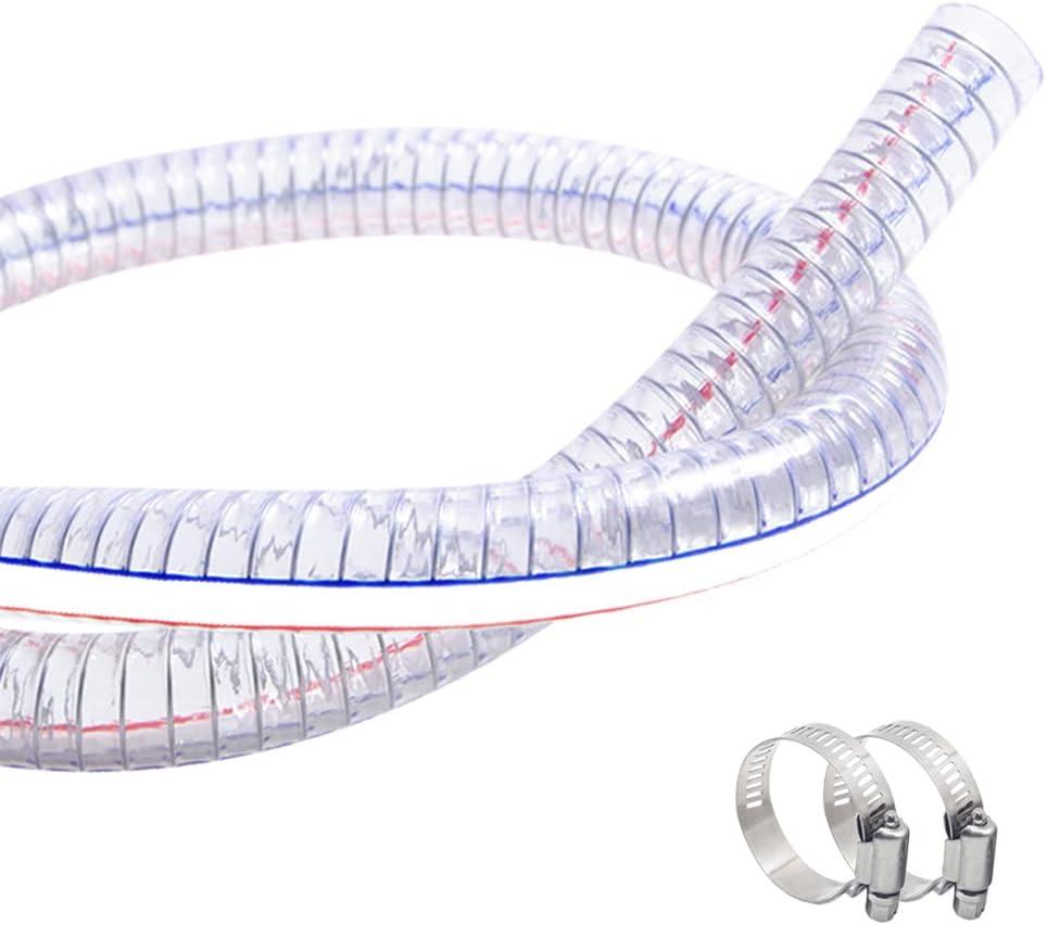 QuQuyi 1-3/4 Inch ID x 2-1/8 Inch OD Heavy-Duty Steel Wire Suction PVC Tubing High Pressure UV Chemical Resistant Thick Vinyl Hose Tube, 3.3 FT