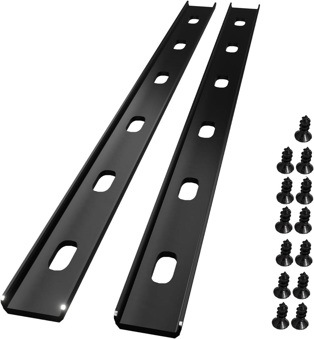 C Channel Steel Support Metal Support Bracing Hidden C Bracket for Table Top Live Edge Slab Woodworking, Black Coat Finish, 6 Holes (2 Pack, 36 Inch)