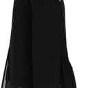 Women's Summer Capris Wide Leg Palazzo Pants Dressy Casual Split Chiffon Trousers (Black, M)