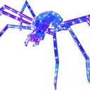 Prismatic Iridescent Giant Spider, 52" Pre-lit Large Outdoor Scary Prismatic Spider Decorations for Halloween 140 LED Light Up Giant Spider Outdoor Halloween Decorations for Garden, Yard, Porch