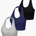 Bencailor 3 Pieces Women Halter Top Backless Scroop Neck Deep V Neck Crop Workout Tops for Women Size Small