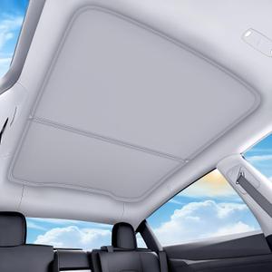 2026 Upgraded for Tesla New Model Y Juniper 2025 2026 Sunshade Roof [No Sag,Ice-Crystal Cooling Coatings] Heat Insulation Glass Roof Sun Shade for Tesla Model Y Accessories 2025 2026 Beige