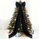 Big Black Bow, Giant Bow Decor Christmas Tree Topper Decoration- 75 x 18 Inch Giant Black Ribbon Tie Bows Decor for Birthday Party Wedding Bridal Shower Halloween Backdrop Wall Decoration