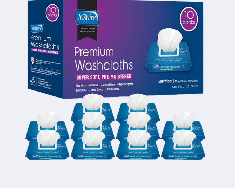 Inspire Adult Wash Cloths 500 Count