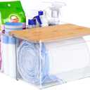 Trash Bag Dispenser Under Sink Organizer - 2 in 1 Trash Bag Holder Plastic Garbage Bags Dispenser Pods Container with Bamboo Lid, Pantry Organizers and Storage Kitchen Laundry Room Organization