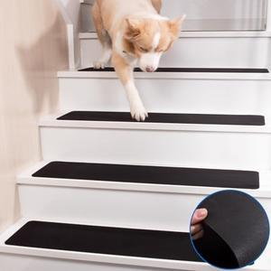 HOPEVIVA Rubber Backed Stair Treads Non Slip, Indoor Stair Runners for Wooden Steps Covers, Staircase Covers Anti Slip Strips, Black Non Skid Rubber Carpet Mats, 30"X8", Set of 15
