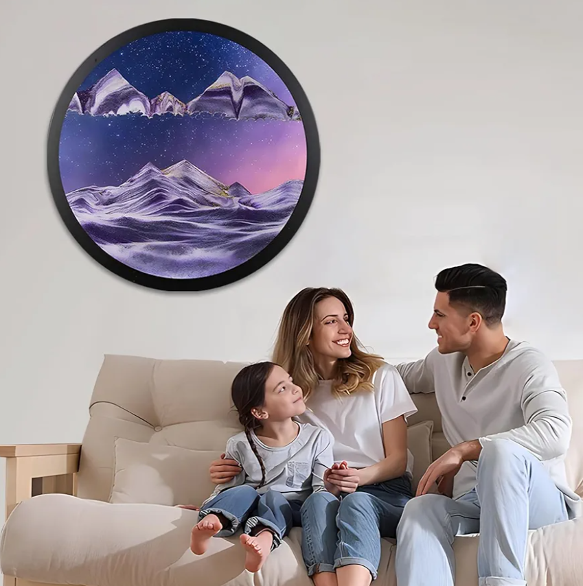 JYBBGO Moving Sand Art Picture, Sand Art Liquid Motion, 360° Rotate Wall Mounted Sand Art Maker Relaxing Mood Peaceful Wall Art Home Office Work Decor, 17.3