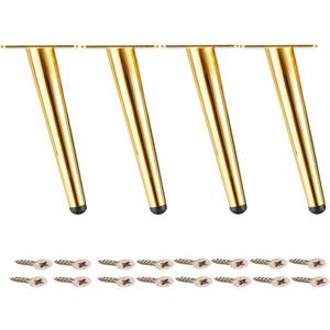 Osring 8 Inch Furniture Legs Gold Round Tapered Metal Table Leg, Slant Cabinet Furniture Feet Hardware for Coffee Table, 4 Pack