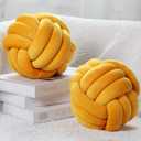 Namalu 2 Pcs Soft Knot Pillow Ball, Decorative Round Throw Knotted Pillows Cushion, Handmade Stuffed Ball Pillows for Winter Bedroom Sofa Couch Home Decor(7.87 Inches,Ginger Yellow)