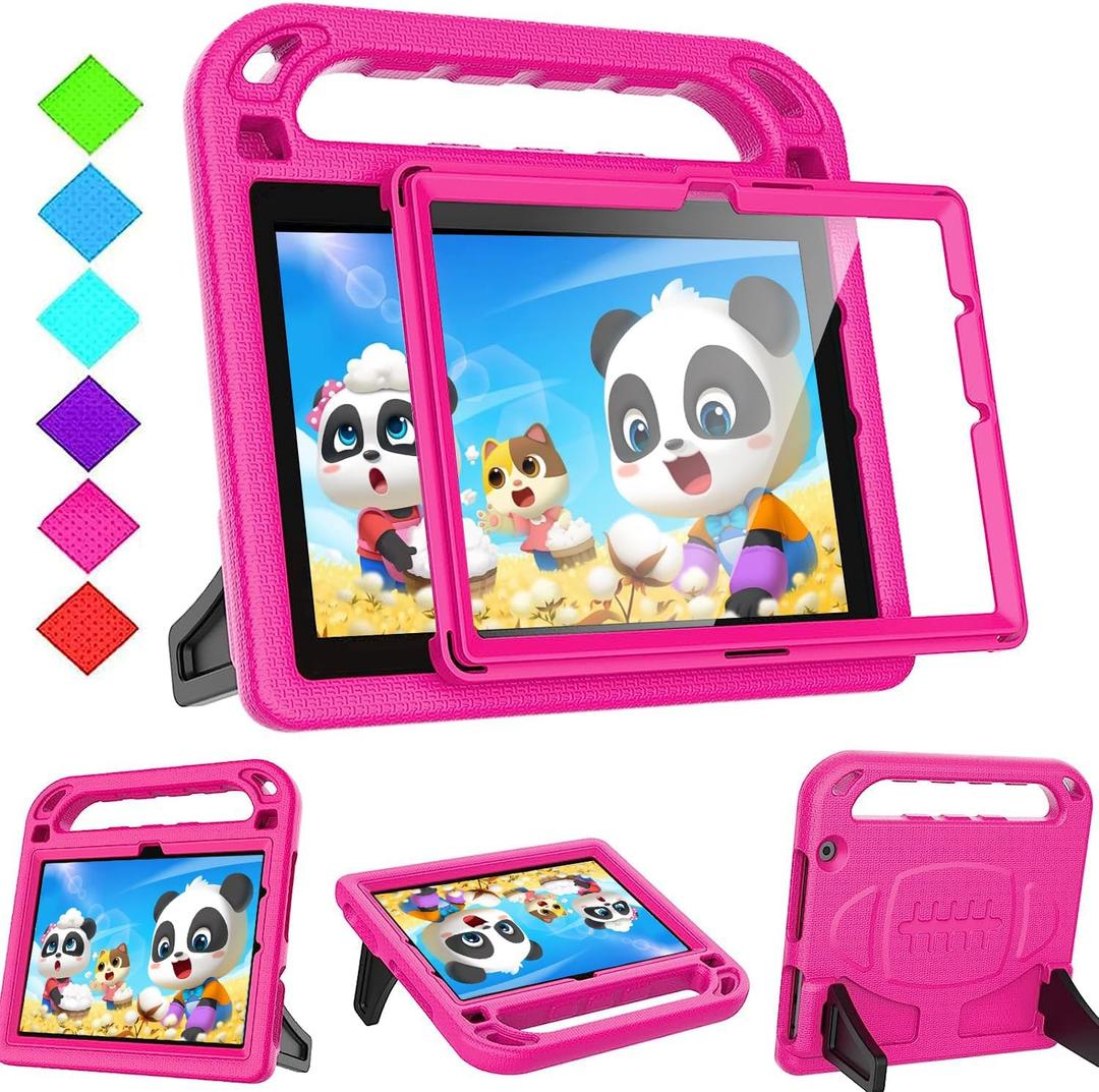 BMOUO Kids Case for Fire HD 10 Tablet (13th/11th Generation, 2023/2021) with Screen Protector, Shockproof Case for Amazon Fire HD 10 Tablet - Rose