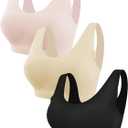 Pack Wireless Bras Set for Women Padded Seamless Breathable Support Women's Wirefree Everyday Bras (XX-Large, Black+skin+powder)