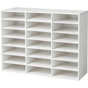 Literature Organizer,21 Compartments,Classroom Offices SchoolMailbox with Adjustable Shelves,Paper and Mail Organizer 27.8"x21"x9.3"(White)