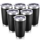 Cool Yoleb 20 oz Tumblers Bulk Stainless Steel Tumbler with Lid Double Wall Vacuum Insulated Coffee Mug 20oz Powder Coated Cup for Hot and Cold Drinks, Black, 6 pack