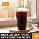 Turbo Bee 200 Sets 24 OZ Clear Plastic Cups with Lids and Straws, Disposable To Go Iced coffee cups with lids for Cold Drinks, Smoothie, and Slushie