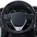 Motor Trend Faux Leather Steering Wheel Cover, Standard 15 inch Size, Comfort Grip Design, Solid Black Car Steering Wheel Cover for Truck Van SUV Auto