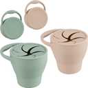 Snack Containers, Silicone Snack Cups for 6-12 Months Toddlers - Pack of 2 Food Grade Silicone Snack Cups with Grip Handle for Baby Led Weaning, Unbreakable (Color 2)