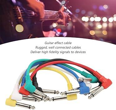 6Pcs Guitar Patch Cable, Guitar Pedal Cable Bundle, 6 Multi-Colored Right Angle Patch Cables, Instrument Patch Cables for Various Devices