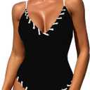 Women 1 Piece Swimwear Push Up Padded Bikini Swimsuit Training Athletic Swimwear,  M Black