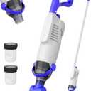 Cordless Pool Vacuum for Above Ground Pool, 60W Rechargeable Handheld Pool Vacuum Cleaner with Pole & 18GPM Suction, Spa Vacuum for Hot Tub, Above Ground/Inground Pools (White)