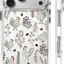 for iPhone 17 Pro Max Case [Compatible with Magsafe],Girls Women Clear Magnetic Case Silicone Shockproof Protective Cover with Pattern Chicken Butterfly Flower