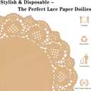 100 Pcs Paper Doilies for Table, Round Paper Placemats Disposable for Tableware Decor, 13.5 Inches Lace Place Mats for Birthday Wedding Banquet Party-01 (Brown)
