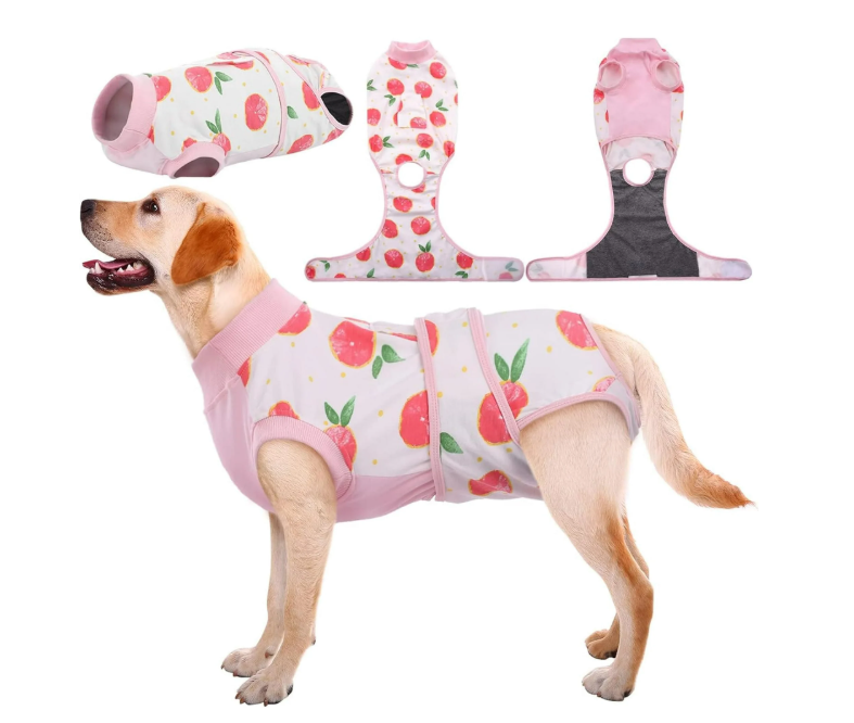 Kuoser Dog Surgical Recovery Suit Dog Cat Onesie after Surgery,Pink,XL