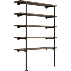 (77"Tall,14"Deep,2pcs) Industrial Retro Wall Mount Iron Pipe Shelf,DIY Open Bookshelf,Hung Bracket,Home Improvement Kitchen Shelves,Tool Utility Shelves, Office Shelves, Pipe Shelving