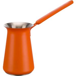 Turkish Coffee Pot - Coffee Maker, Briki Greek Turkish Pot, Arabic Tea Pot, Cezve/Ibrik Coffee Pot for Stovetop(400 ml,Serves 5) (Orange)