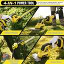 4-in-1 Pole Hedge Trimmer Cordless, Electric Hedge Trimmer and Grass Shear with Extension Pole, 180 Adjustable Angle, 16Ft Reach, 2x4.0Ah Battery, for Shrub Pruning