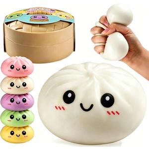 Mystery Dumpling Squeeze Toys Stress Balls Sensory Toy Soft Squeeze Decompression Dough for Adults (White)