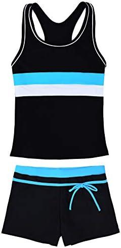 JerrisApparel Little Girls' Summer Two Piece Boyshort Tankini Kids Swimsuit 2 XL