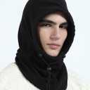 Heat Logic Sherpa Fleece Balaclava and Trapper Hat for Men, Warm Winter Face Mask for Adult, Face Cover Winter Hat (Black)