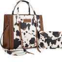Wrangler Tote Bag for Women Western Cowhide Purse and Wallet Set