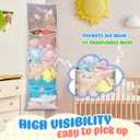 2 Pack Corner Stuffed Animal Toy Storage Hanging Organizer, Expandable Mesh Net Pockets, Stores Loads of Plush Toys - Large Plushie Display for Boys, Girls - Grey