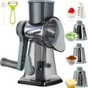 Cheese Grater,Rotary Cheese Grater with Handle, Multifunctional Rotary Cheese Shredder Effortlessly Grates Cheese, Vegetables, and Fruits (Blue)