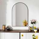 SCWF-GZ 30x20 Arch Mirror Rectangle Wall Mounted Hanging or Against Wall Aluminum Alloy Metal Frame Dressing Make-up Mirrors for Entryway Bedroom Bathroom Living Room 30 20 inch Black
