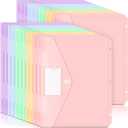 Forvencer Binder Pocket, 24 Pack Super Heavyweight Plastic Folders with Tight Closure, Binder Folders Side Loading, 3 Ring Binder Pocket, Binder Dividers with Pockets, Letter Size, Pastels Series