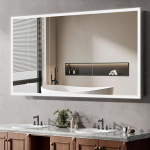 60"x32" Medicine Cabinet Mirror, LED Lighted Medicine Cabinet with Electrical Outlet＆USB, Anti-Fog, 3 Colors Temperature Stepless Dimmable, Aluminum Cabinet for Storage and Mordern Decor