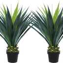 3ft Artificial Agave Plant, 38 Inch Tall Faux Agave Plants in Black Pot, Fake Floor Plant Outdoor Indoor for Front Porch Patio Home Office Door Step Hotel Desert Style Decor 2PCS