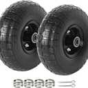 AR-PRO (2-Pack) 10-Inch Solid Tires Wheels, 4.10/3.50-4 Flat-Free Tire Replacement with 5/8" Bearings & 2.2" Offset Hub, Fits Hand Trucks, Wheelbarrows, Garden & Utility Carts