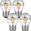 Lxcom Lighting 4W G45 Edison LED Bulb Silver Tipped Dimmable Vintage LED Filament Bulbs (4 Pack) - E26 Base G45 Antique Half Chrome, Warm White 2700K, 40W Equivalent, AC110V-130V