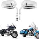 DREAMIZER Motorcycle Vintage Mirrors 8mm Rear View Mirror Black Compatible with Harley Dyna Bobber Softail Chopper Cruiser Cafe Racer Street Electra Glide 1982-2018 (Oval-Chrome)