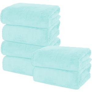 MOONQUEEN 6 Pack Premium Bath Towel Set - Quick Drying - Microfiber Coral Velvet Highly Absorbent Towels - Multipurpose Use as Bath Fitness, Bathroom, Shower, Sports, Yoga Towel (Frozen Blue)