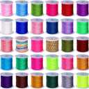 30 Rolls 30 Colors 0.8mm Chinese Knotting Cord Nylon Beading String Macrame Nylon Cord Mixed Beading Thread for Kumihimo Friendship Bracelet Jewelry Making Ornaments, 656 Yards