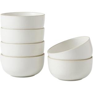 S&Q'S CERAMICS Ceramic Small Bowls for Kitchen, Set of 6, 9 ounces Small Ceramic Bowls for Condiments, Dipping, Side Dishes (Glazed Matte Off-White)