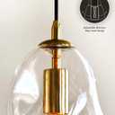 CASAMOTION Modern Pendant Lights Kitchen Island Large Gold Hanging Light Fixtures for Dining Table Blown Art Glass Clear Organic Globe Bedroom Foyer Entryway Hallway Lamp 12" Inch 1 Pack
