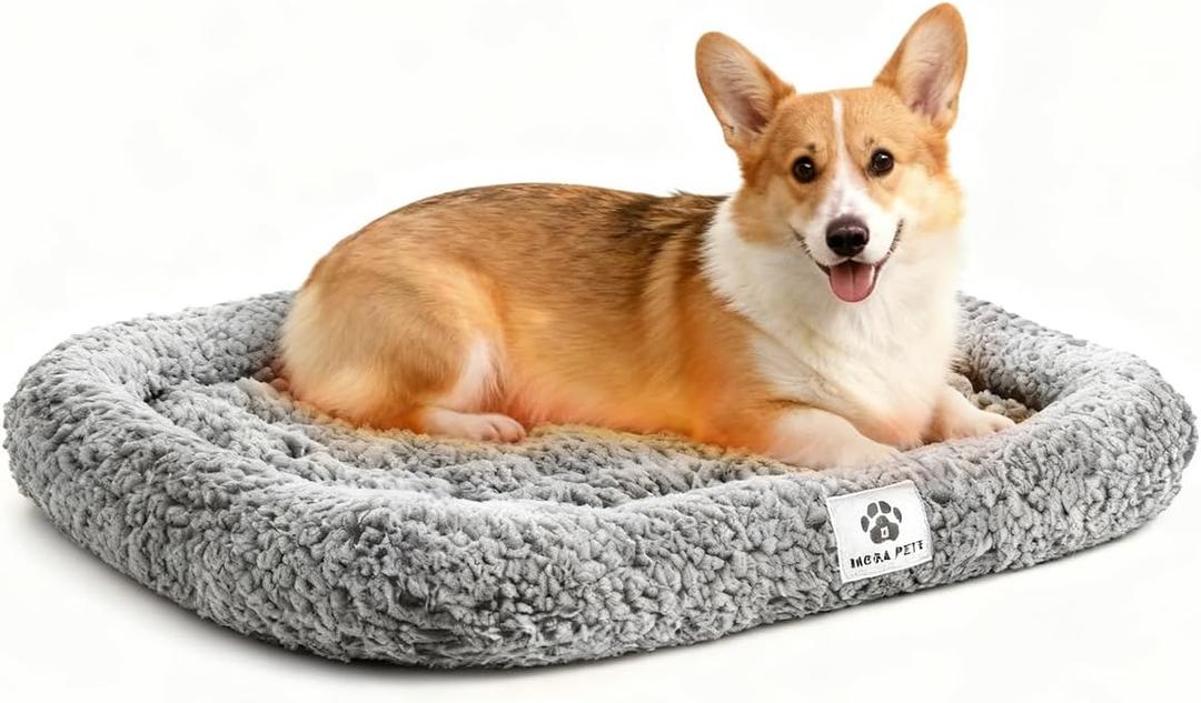 Mora Pets Self Warming Cat Bed Self Heating Pet Pad with Bolster and Foam Washable Removable Cover Non Slip Thermal Sherpa Fabric Pet Mat Grey 23 Inch