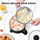 Topwit Hot Pot Electric with Steamer, 1.6L Ramen Cooker, Electric Pot for Pasta, Shabu-Shabu, Oatmeal, Soup and Egg, Portable Cooker with Dual Power Control, Dorm Room Essentials, Black