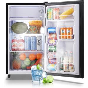 WANAI Compact Refrigerator 3.2 CU.FT Mini Fridge with Freezer Single Door Adjustable Temperature Side Door Wire Rack suit for Dorm Office Apartment BLACK