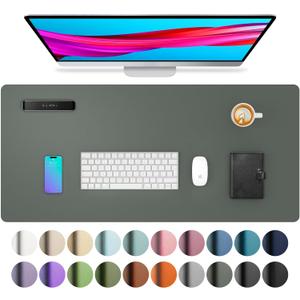 Aothia Leather Desk Pad Protector, Office Desk Mat, Large Mouse Pad, Non-Slip PU Leather Desk Blotter, Laptop Desk Pad, Waterproof Desk Writing Pad for Office and Home (Jungle Green, 31.5" x 15.7")